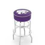 Kansas State University 25-Inch Swivel Backless Counter Stool w/ Chrome Finish, Double-Ring Base, Cushion Seat 4 Kansas State University 25-Inch Swivel Backless Counter Stool w/ Chrome Finish, Double-Ring Base, Cushion Seat