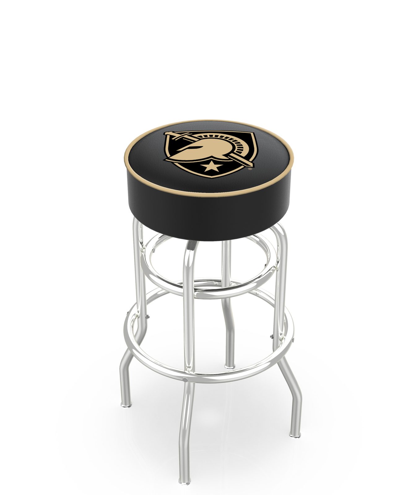 US Military Academy 25-Inch Swivel Backless Counter Stool w/ Chrome Finish, Double-Ring Base, Cushion Seat 1 US Military Academy 25-Inch Swivel Backless Counter Stool w/ Chrome Finish, Double-Ring Base, Cushion Seat