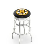 Boston Bruins 30-Inch Swivel Backless Bar Stool w/ Chrome Finish, Double-Ring Base, 2.75-Inch Chrome Ribbed Ring, 2.5-Inch Cushion Seat 5 Boston Bruins 30-Inch Swivel Backless Bar Stool w/ Chrome Finish, Double-Ring Base, 2.75-Inch Chrome Ribbed Ring, 2.5-Inch Cushion Seat