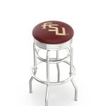 Florida State University 25-Inch Swivel Backless Counter Stool w/ Chrome Finish, Double-Ring Base, 2.75-Inch Chrome Ribbed Ring, 2.5-Inch Cushion Seat (Script Logo) 4 Florida State University 25-Inch Swivel Backless Counter Stool w/ Chrome Finish, Double-Ring Base, 2.75-Inch Chrome Ribbed Ring, 2.5-Inch Cushion Seat (Script Logo)