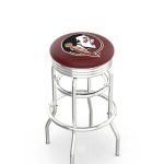 Florida State University 25-Inch Swivel Backless Counter Stool w/ Chrome Finish, Double-Ring Base, 2.75-Inch Chrome Ribbed Ring, 2.5-Inch Cushion Seat (Head Logo) 4 Florida State University 25-Inch Swivel Backless Counter Stool w/ Chrome Finish, Double-Ring Base, 2.75-Inch Chrome Ribbed Ring, 2.5-Inch Cushion Seat (Head Logo)