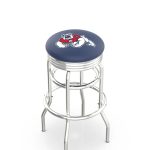 Fresno State University 25-Inch Swivel Backless Counter Stool w/ Chrome Finish, Double-Ring Base, 2.75-Inch Chrome Ribbed Ring, 2.5-Inch Cushion Seat