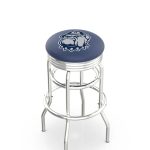 Georgetown University 25-Inch Swivel Backless Counter Stool w/ Chrome Finish, Double-Ring Base, 2.75-Inch Chrome Ribbed Ring, 2.5-Inch Cushion Seat 4 Georgetown University 25-Inch Swivel Backless Counter Stool w/ Chrome Finish, Double-Ring Base, 2.75-Inch Chrome Ribbed Ring, 2.5-Inch Cushion Seat