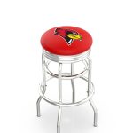 Illinois State University 25-Inch Swivel Backless Counter Stool w/ Chrome Finish, Double-Ring Base, 2.75-Inch Chrome Ribbed Ring, 2.5-Inch Cushion Seat