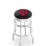 Indiana University 25-Inch Swivel Backless Counter Stool w/ Chrome Finish, Double-Ring Base, 2.75-Inch Chrome Ribbed Ring, 2.5-Inch Cushion Seat 4 Indiana University 25-Inch Swivel Backless Counter Stool w/ Chrome Finish, Double-Ring Base, 2.75-Inch Chrome Ribbed Ring, 2.5-Inch Cushion Seat
