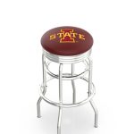 Iowa State University 25-Inch Swivel Backless Counter Stool w/ Chrome Finish, Double-Ring Base, 2.75-Inch Chrome Ribbed Ring, 2.5-Inch Cushion Seat 4 Iowa State University 25-Inch Swivel Backless Counter Stool w/ Chrome Finish, Double-Ring Base, 2.75-Inch Chrome Ribbed Ring, 2.5-Inch Cushion Seat