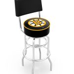 Boston Bruins 30-Inch Swivel Bar Stool w/ Chrome Finish, Double-Ring Base, Cushioned Back, 5-Inch Cushion Seat 5 Boston Bruins 30-Inch Swivel Bar Stool w/ Chrome Finish, Double-Ring Base, Cushioned Back, 5-Inch Cushion Seat