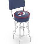Fresno State University 30-Inch Swivel Bar Stool w/ Chrome Finish, Double-Ring Base, Cushioned Back, 5-Inch Cushion Seat