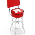 Rutgers University 25-Inch Swivel Counter Stool w/ Chrome Finish, Double-Ring Base, Cushioned Back, 5-Inch Cushion Seat