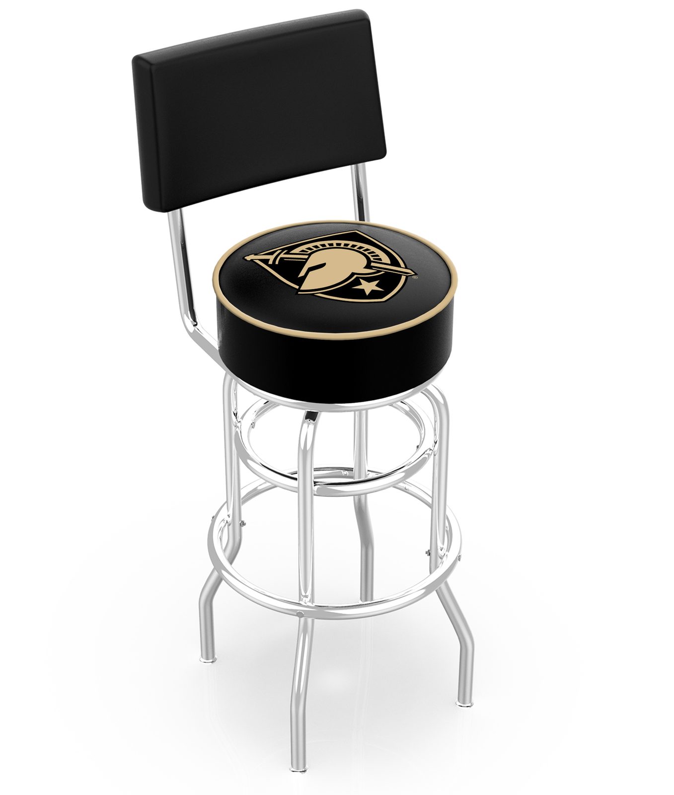 US Military Academy 25-Inch Swivel Counter Stool w/ Chrome Finish, Double-Ring Base, Cushioned Back, 5-Inch Cushion Seat 1 US Military Academy 25-Inch Swivel Counter Stool w/ Chrome Finish, Double-Ring Base, Cushioned Back, 5-Inch Cushion Seat