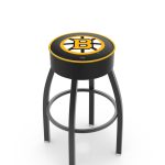 Boston Bruins 30-Inch Swivel Backless Bar Stool w/ Black Wrinkle Finish, Single-Ring Base, 5-Inch Scooped Cushion Seat 4 Boston Bruins 30-Inch Swivel Backless Bar Stool w/ Black Wrinkle Finish, Single-Ring Base, 5-Inch Scooped Cushion Seat