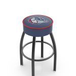 Gonzaga University 30-Inch Swivel Backless Bar Stool w/ Black Wrinkle Finish, Single-Ring Base, 5-Inch Scooped Cushion Seat