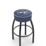 Georgetown University 30-Inch Swivel Backless Bar Stool w/ Black Wrinkle Finish, Single-Ring Base, 5-Inch Scooped Cushion Seat