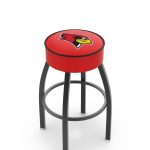 Illinois State University 25-Inch Swivel Backless Counter Stool w/ Black Wrinkle Finish, Single-Ring Base, 5-Inch Scooped Cushion Seat