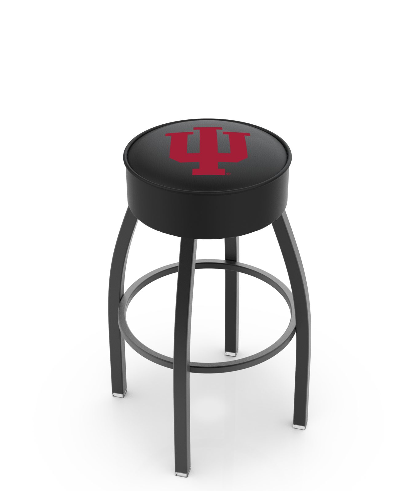 Indiana University 25-Inch Swivel Backless Counter Stool w/ Black Wrinkle Finish, Single-Ring Base, 5-Inch Scooped Cushion Seat 1 Indiana University 25-Inch Swivel Backless Counter Stool w/ Black Wrinkle Finish, Single-Ring Base, 5-Inch Scooped Cushion Seat