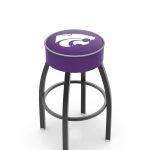 Kansas State University 25-Inch Swivel Backless Counter Stool w/ Black Wrinkle Finish, Single-Ring Base, 5-Inch Scooped Cushion Seat