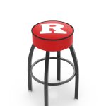 Rutgers University 25-Inch Swivel Backless Counter Stool w/ Black Wrinkle Finish, Single-Ring Base, 5-Inch Scooped Cushion Seat