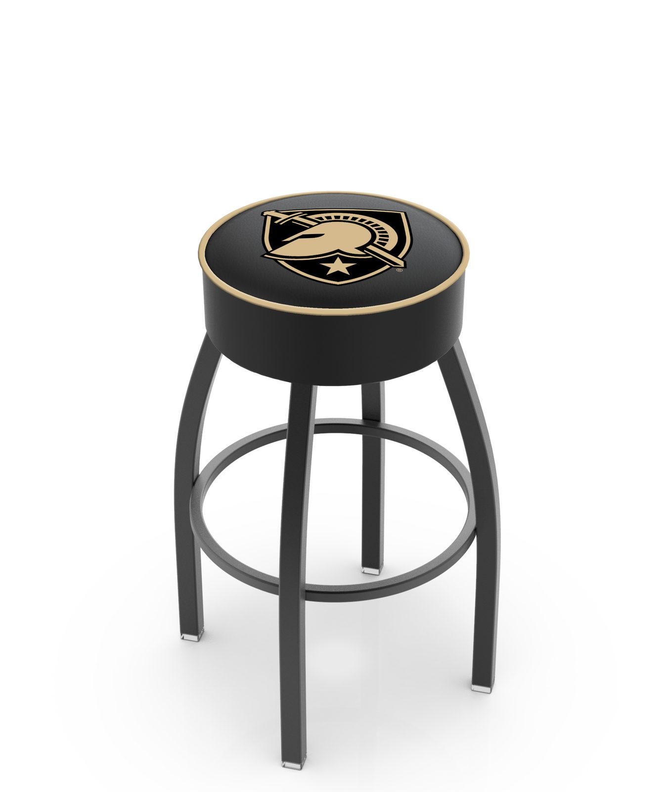 US Military Academy 25-Inch Swivel Backless Counter Stool w/ Black Wrinkle Finish, Single-Ring Base, 5-Inch Scooped Cushion Seat 1 US Military Academy 25-Inch Swivel Backless Counter Stool w/ Black Wrinkle Finish, Single-Ring Base, 5-Inch Scooped Cushion Seat