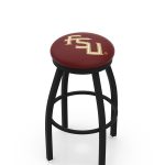 Florida State University 36-Inch Swivel Backless Extra Tall Bar Stool w/ Black Wrinkle Finish, Single-Ring Base, 2-Inch Black Wrinkle Ring, 2.5-Inch Cushion Seat (Script Logo)