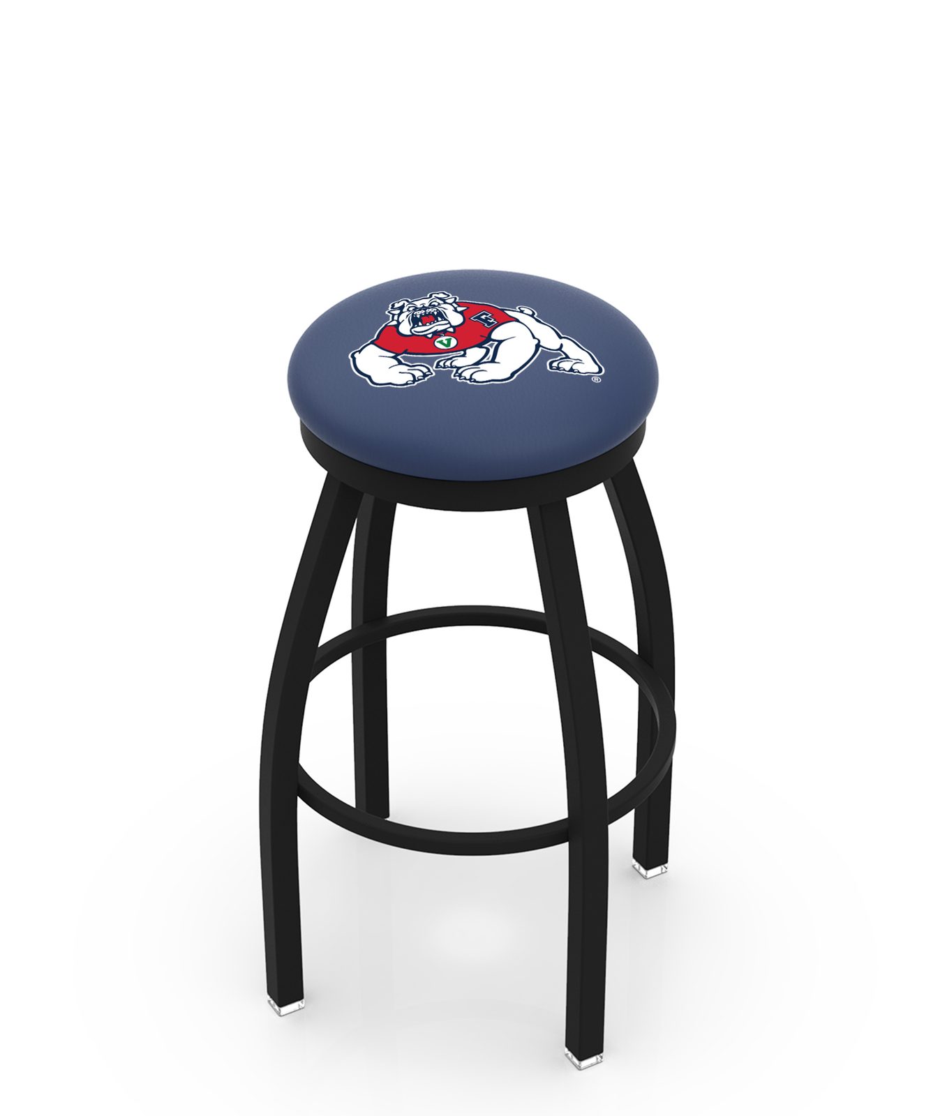 Fresno State University 36-Inch Swivel Backless Extra Tall Bar Stool w/ Black Wrinkle Finish, Single-Ring Base, 2-Inch Black Wrinkle Ring, 2.5-Inch Cushion Seat 1 Fresno State University 36-Inch Swivel Backless Extra Tall Bar Stool w/ Black Wrinkle Finish, Single-Ring Base, 2-Inch Black Wrinkle Ring, 2.5-Inch Cushion Seat