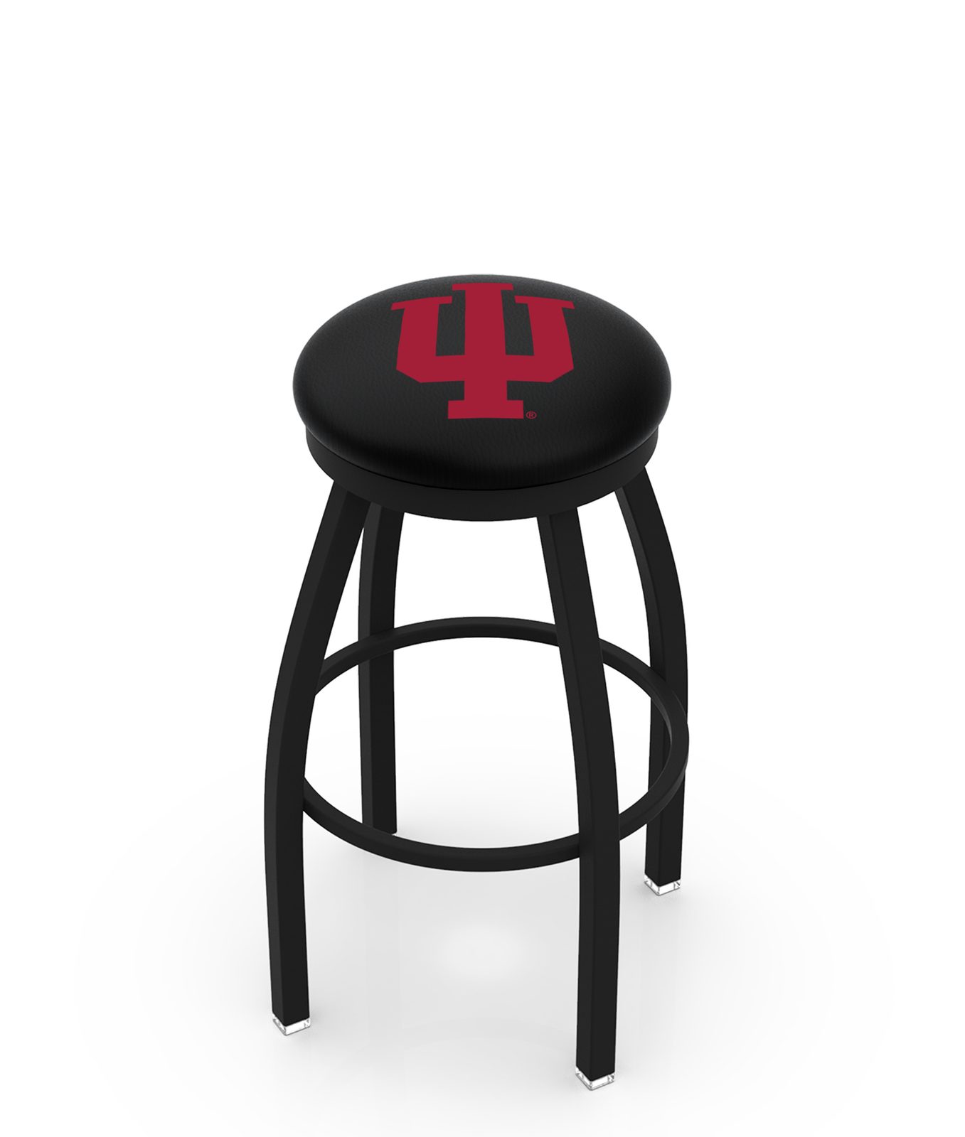Indiana University 36-Inch Swivel Backless Extra Tall Bar Stool w/ Black Wrinkle Finish, Single-Ring Base, 2-Inch Black Wrinkle Ring, 2.5-Inch Cushion Seat 1 Indiana University 36-Inch Swivel Backless Extra Tall Bar Stool w/ Black Wrinkle Finish, Single-Ring Base, 2-Inch Black Wrinkle Ring, 2.5-Inch Cushion Seat