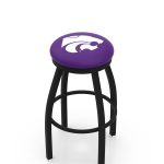 Kansas State University 36-Inch Swivel Backless Extra Tall Bar Stool w/ Black Wrinkle Finish, Single-Ring Base, 2-Inch Black Wrinkle Ring, 2.5-Inch Cushion Seat
