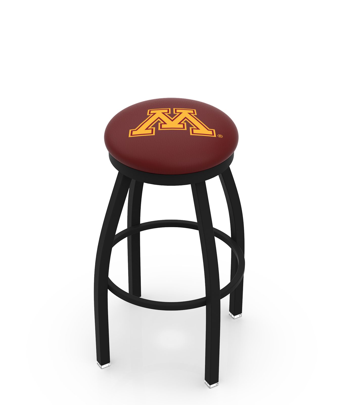 University of Minnesota 36-Inch Swivel Backless Extra Tall Bar Stool w/ Black Wrinkle Finish, Single-Ring Base, 2-Inch Black Wrinkle Ring, 2.5-Inch Cushion Seat 1 University of Minnesota 36-Inch Swivel Backless Extra Tall Bar Stool w/ Black Wrinkle Finish, Single-Ring Base, 2-Inch Black Wrinkle Ring, 2.5-Inch Cushion Seat
