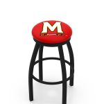 University of Maryland 36-Inch Swivel Backless Extra Tall Bar Stool w/ Black Wrinkle Finish, Single-Ring Base, 2-Inch Black Wrinkle Ring, 2.5-Inch Cushion Seat