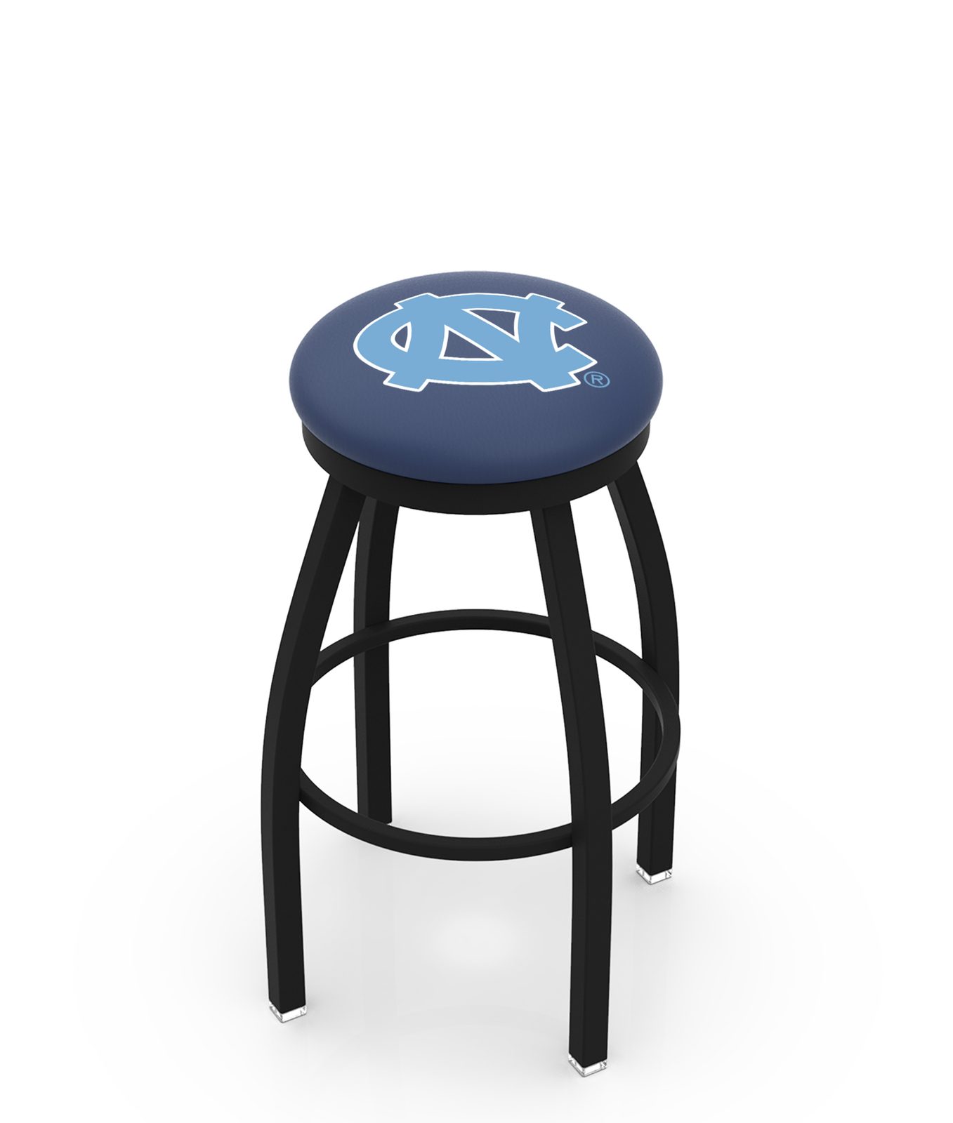 University of North Carolina 36-Inch Swivel Backless Extra Tall Bar Stool w/ Black Wrinkle Finish, Single-Ring Base, 2-Inch Black Wrinkle Ring, 2.5-Inch Cushion Seat 1 University of North Carolina 36-Inch Swivel Backless Extra Tall Bar Stool w/ Black Wrinkle Finish, Single-Ring Base, 2-Inch Black Wrinkle Ring, 2.5-Inch Cushion Seat