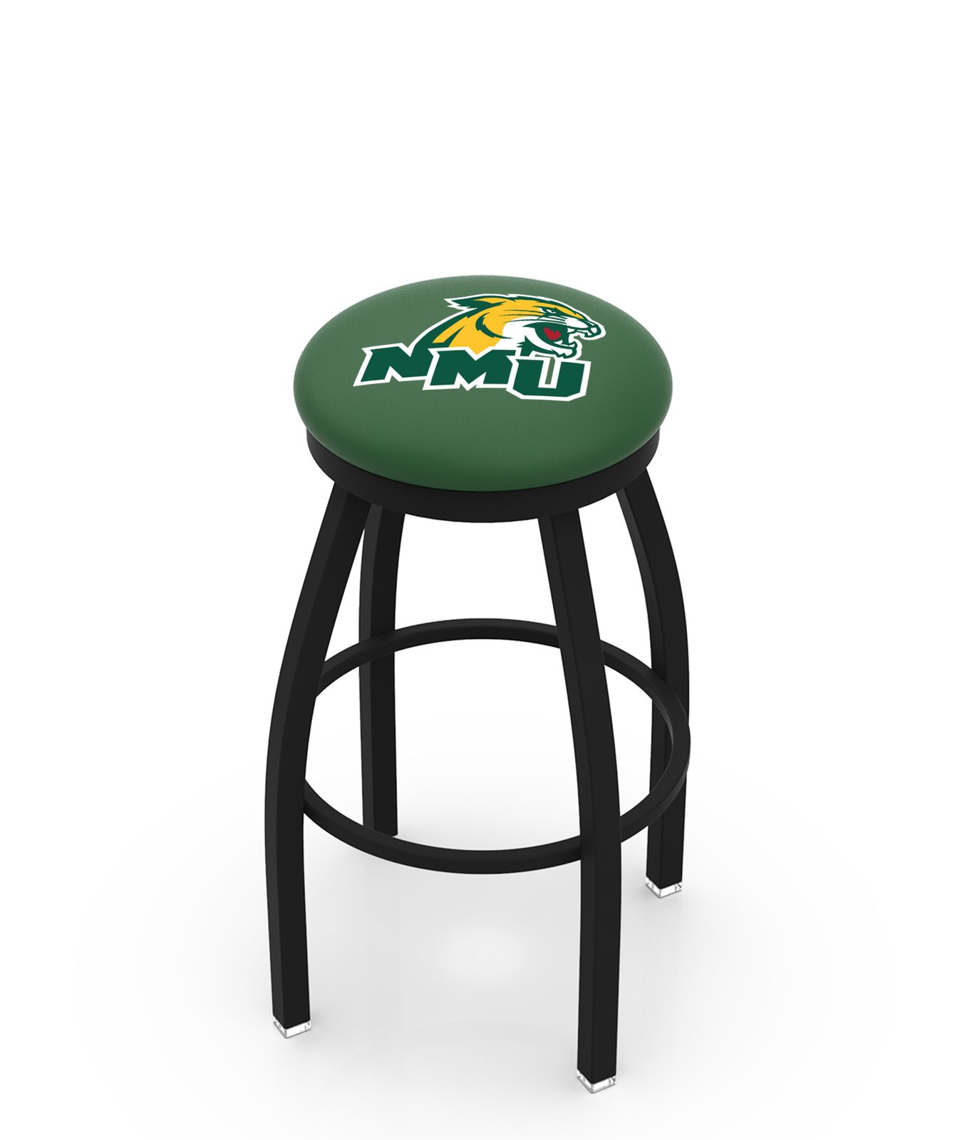 Northern Michigan University 36-Inch Swivel Backless Extra Tall Bar Stool w/ Black Wrinkle Finish, Single-Ring Base, 2-Inch Black Wrinkle Ring, 2.5-Inch Cushion Seat 1 Northern Michigan University 36-Inch Swivel Backless Extra Tall Bar Stool w/ Black Wrinkle Finish, Single-Ring Base, 2-Inch Black Wrinkle Ring, 2.5-Inch Cushion Seat