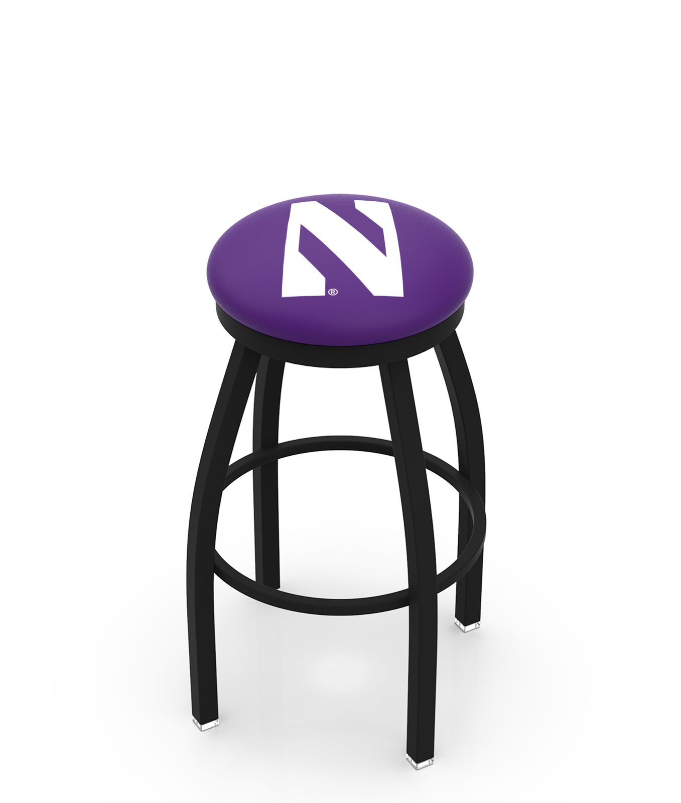 Northwestern University 36-Inch Swivel Backless Extra Tall Bar Stool w/ Black Wrinkle Finish, Single-Ring Base, 2-Inch Black Wrinkle Ring, 2.5-Inch Cushion Seat 1 Northwestern University 36-Inch Swivel Backless Extra Tall Bar Stool w/ Black Wrinkle Finish, Single-Ring Base, 2-Inch Black Wrinkle Ring, 2.5-Inch Cushion Seat