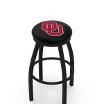 Oklahoma University 36-Inch Swivel Backless Extra Tall Bar Stool w/ Black Wrinkle Finish, Single-Ring Base, 2-Inch Black Wrinkle Ring, 2.5-Inch Cushion Seat 3 Oklahoma University 36-Inch Swivel Backless Extra Tall Bar Stool w/ Black Wrinkle Finish, Single-Ring Base, 2-Inch Black Wrinkle Ring, 2.5-Inch Cushion Seat