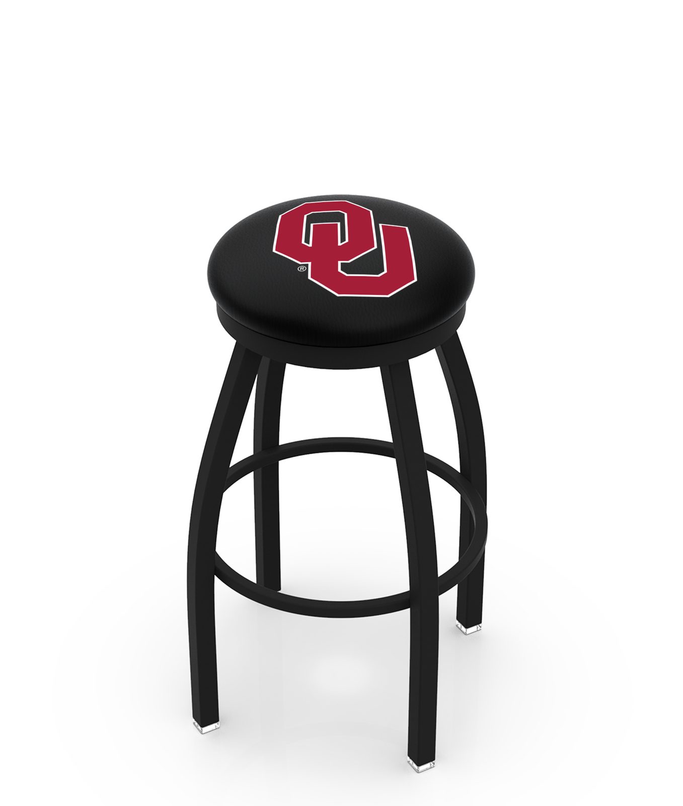 Oklahoma University 36-Inch Swivel Backless Extra Tall Bar Stool w/ Black Wrinkle Finish, Single-Ring Base, 2-Inch Black Wrinkle Ring, 2.5-Inch Cushion Seat 1 Oklahoma University 36-Inch Swivel Backless Extra Tall Bar Stool w/ Black Wrinkle Finish, Single-Ring Base, 2-Inch Black Wrinkle Ring, 2.5-Inch Cushion Seat