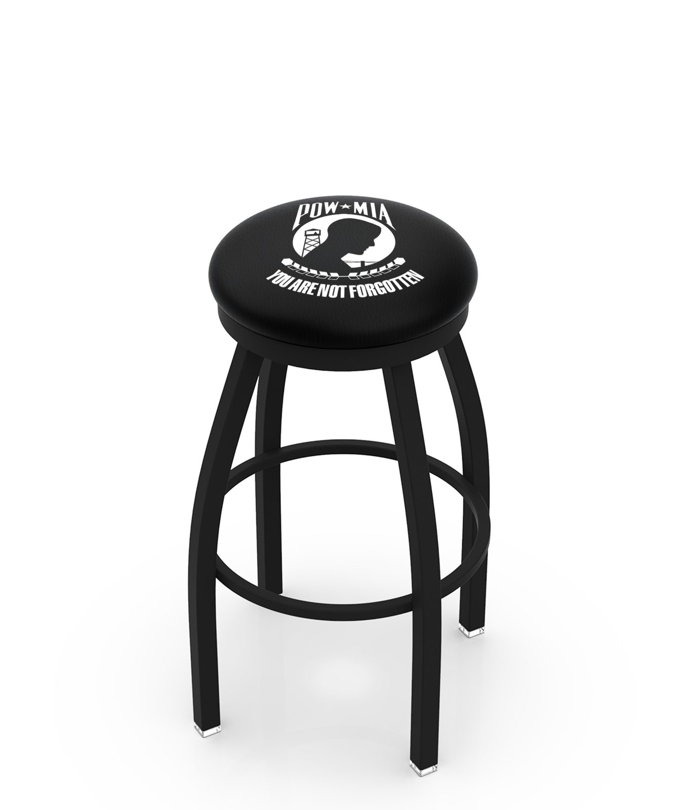 POW/MIA 36-Inch Swivel Backless Extra Tall Bar Stool w/ Black Wrinkle Finish, Single-Ring Base, 2-Inch Black Wrinkle Ring, 2.5-Inch Cushion Seat 1 POW/MIA 36-Inch Swivel Backless Extra Tall Bar Stool w/ Black Wrinkle Finish, Single-Ring Base, 2-Inch Black Wrinkle Ring, 2.5-Inch Cushion Seat