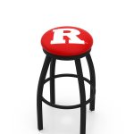 Rutgers University 25-Inch Swivel Backless Counter Stool w/ Black Wrinkle Finish, Single-Ring Base, 2-Inch Black Wrinkle Ring, 2.5-Inch Cushion Seat