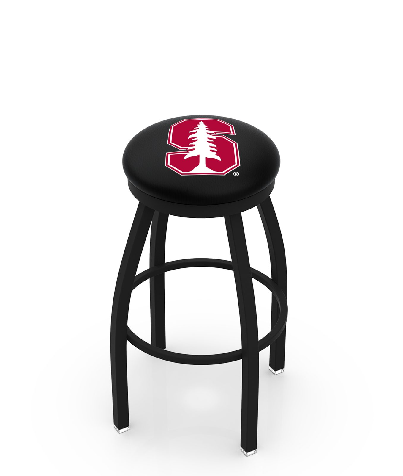 Stanford University 36-Inch Swivel Backless Extra Tall Bar Stool w/ Black Wrinkle Finish, Single-Ring Base, 2-Inch Black Wrinkle Ring, 2.5-Inch Cushion Seat 1 Stanford University 36-Inch Swivel Backless Extra Tall Bar Stool w/ Black Wrinkle Finish, Single-Ring Base, 2-Inch Black Wrinkle Ring, 2.5-Inch Cushion Seat