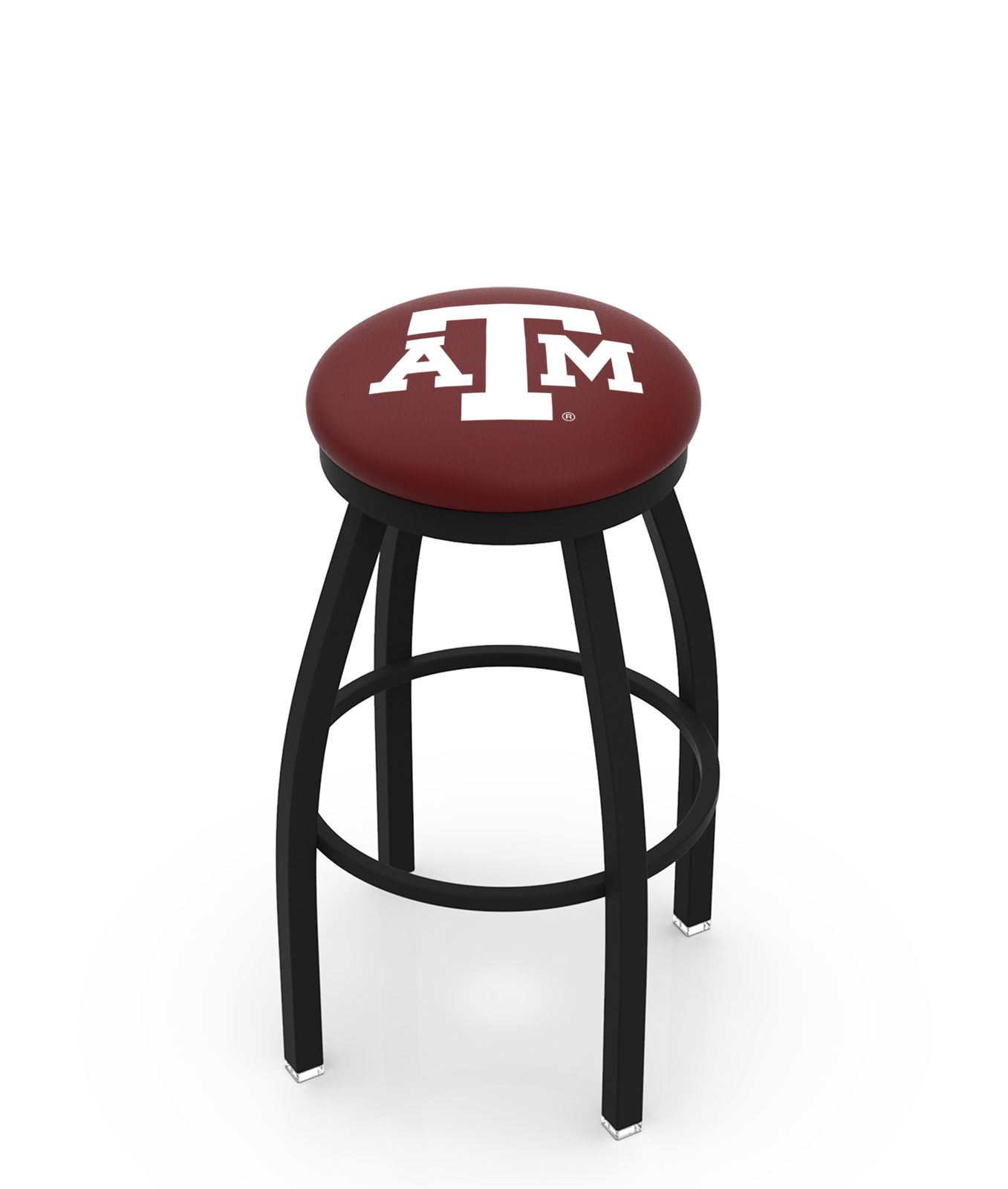 Texas A&M 36-Inch Swivel Backless Extra Tall Bar Stool w/ Black Wrinkle Finish, Single-Ring Base, 2-Inch Black Wrinkle Ring, 2.5-Inch Cushion Seat 1 Texas A&M 36-Inch Swivel Backless Extra Tall Bar Stool w/ Black Wrinkle Finish, Single-Ring Base, 2-Inch Black Wrinkle Ring, 2.5-Inch Cushion Seat