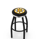Boston Bruins 36-Inch Swivel Backless Extra Tall Bar Stool w/ Black Wrinkle Finish, Single-Ring Base, 2-Inch Chrome Ring, 2.5-Inch Cushion Seat 4 Boston Bruins 36-Inch Swivel Backless Extra Tall Bar Stool w/ Black Wrinkle Finish, Single-Ring Base, 2-Inch Chrome Ring, 2.5-Inch Cushion Seat