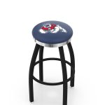 Fresno State University 25-Inch Swivel Backless Counter Stool w/ Black Wrinkle Finish, Single-Ring Base, 2-Inch Chrome Ring, 2.5-Inch Cushion Seat
