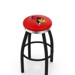 Illinois State University 36-Inch Swivel Backless Extra Tall Bar Stool w/ Black Wrinkle Finish, Single-Ring Base, 2-Inch Chrome Ring, 2.5-Inch Cushion Seat
