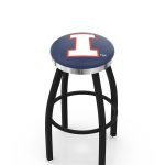 University of Illinois 36-Inch Swivel Backless Extra Tall Bar Stool w/ Black Wrinkle Finish, Single-Ring Base, 2-Inch Chrome Ring, 2.5-Inch Cushion Seat 3 University of Illinois 36-Inch Swivel Backless Extra Tall Bar Stool w/ Black Wrinkle Finish, Single-Ring Base, 2-Inch Chrome Ring, 2.5-Inch Cushion Seat