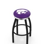 Kansas State University 36-Inch Swivel Backless Extra Tall Bar Stool w/ Black Wrinkle Finish, Single-Ring Base, 2-Inch Chrome Ring, 2.5-Inch Cushion Seat 3 Kansas State University 36-Inch Swivel Backless Extra Tall Bar Stool w/ Black Wrinkle Finish, Single-Ring Base, 2-Inch Chrome Ring, 2.5-Inch Cushion Seat
