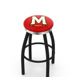 University of Maryland 36-Inch Swivel Backless Extra Tall Bar Stool w/ Black Wrinkle Finish, Single-Ring Base, 2-Inch Chrome Ring, 2.5-Inch Cushion Seat