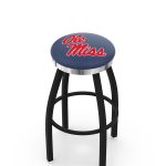 University of Mississippi 36-Inch Swivel Backless Extra Tall Bar Stool w/ Black Wrinkle Finish, Single-Ring Base, 2-Inch Chrome Ring, 2.5-Inch Cushion Seat 3 University of Mississippi 36-Inch Swivel Backless Extra Tall Bar Stool w/ Black Wrinkle Finish, Single-Ring Base, 2-Inch Chrome Ring, 2.5-Inch Cushion Seat