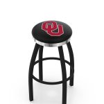 Oklahoma University 36-Inch Swivel Backless Extra Tall Bar Stool w/ Black Wrinkle Finish, Single-Ring Base, 2-Inch Chrome Ring, 2.5-Inch Cushion Seat 3 Oklahoma University 36-Inch Swivel Backless Extra Tall Bar Stool w/ Black Wrinkle Finish, Single-Ring Base, 2-Inch Chrome Ring, 2.5-Inch Cushion Seat