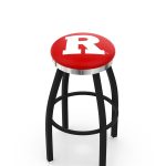 Rutgers University 25-Inch Swivel Backless Counter Stool w/ Black Wrinkle Finish, Single-Ring Base, 2-Inch Chrome Ring, 2.5-Inch Cushion Seat