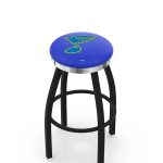 St Louis Blues 36-Inch Swivel Backless Extra Tall Bar Stool w/ Black Wrinkle Finish, Single-Ring Base, 2-Inch Chrome Ring, 2.5-Inch Cushion Seat 4 St Louis Blues 36-Inch Swivel Backless Extra Tall Bar Stool w/ Black Wrinkle Finish, Single-Ring Base, 2-Inch Chrome Ring, 2.5-Inch Cushion Seat