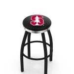 Stanford University 36-Inch Swivel Backless Extra Tall Bar Stool w/ Black Wrinkle Finish, Single-Ring Base, 2-Inch Chrome Ring, 2.5-Inch Cushion Seat 3 Stanford University 36-Inch Swivel Backless Extra Tall Bar Stool w/ Black Wrinkle Finish, Single-Ring Base, 2-Inch Chrome Ring, 2.5-Inch Cushion Seat