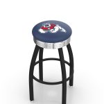 Fresno State University 25-Inch Swivel Backless Counter Stool w/ Black Wrinkle Finish, Single-Ring Base, 2.75-Inch Chrome Ribbed Ring, 2.5-Inch Cushion Seat
