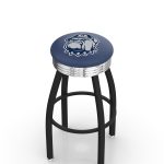 Georgetown University 30-Inch Swivel Backless Bar Stool w/ Black Wrinkle Finish, Single-Ring Base, 2.75-Inch Chrome Ribbed Ring, 2.5-Inch Cushion Seat